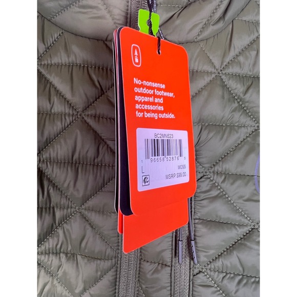 Bass Outdoor Men's Quilted Full Zip Jacket Moss Green Sz Large Lightweight NWT - Picture 6 of 16